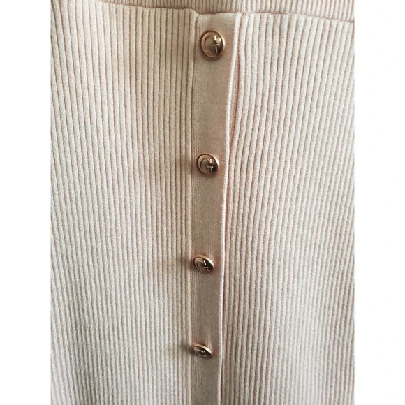 GUESS knit Dress Women's Medium Pink Body Con Rose Gold Buttons - Picture 4 of 8